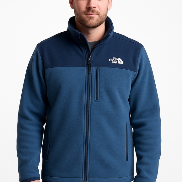 The North Face Mens Fleece Jacket Full Zip Blue Mock Neck Outdoor - Picture 1 of 4